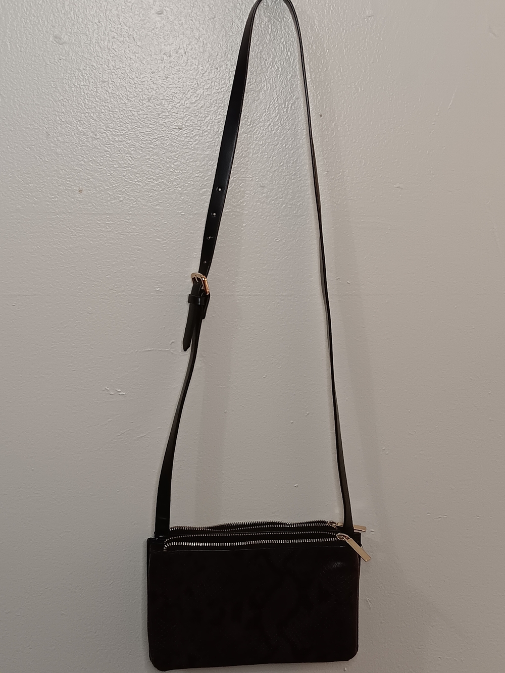 Zara Black Crossbody Bag with Gold Zippers